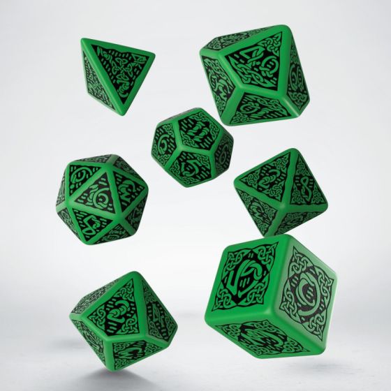 Green & Black - Celtic 3D Revised Dice Set - Q Workshop